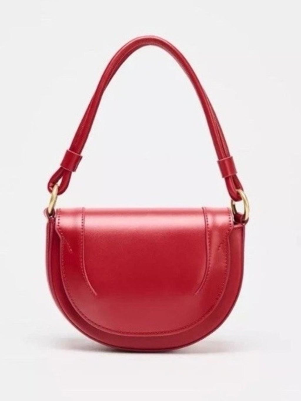 Zara Red Contrast Topstitch Crossbody Bag